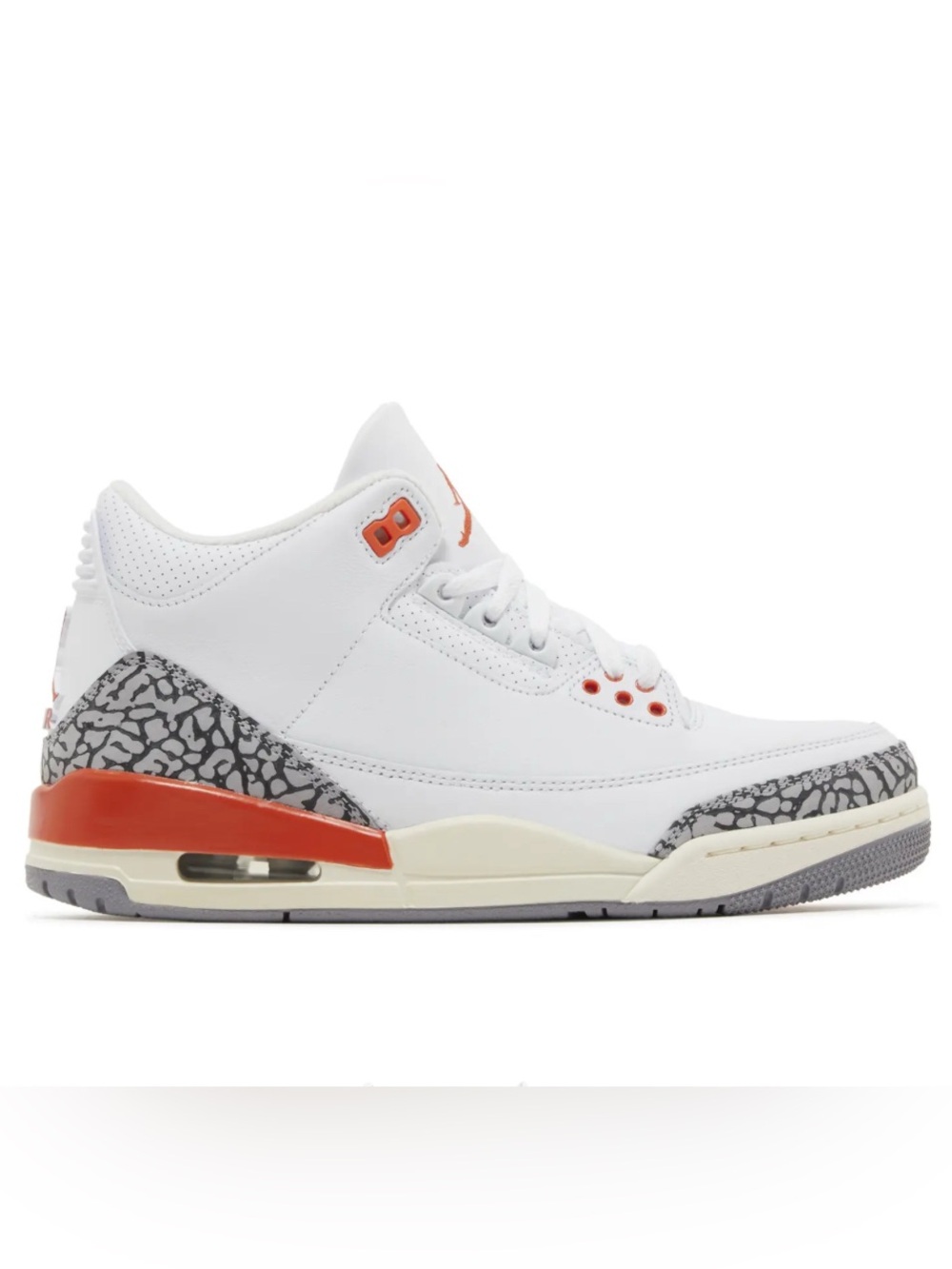 Nike White & Orange Retro Elephant Print Low-Top Sneaker WMNS JORDAN 3 RETRO 'GE